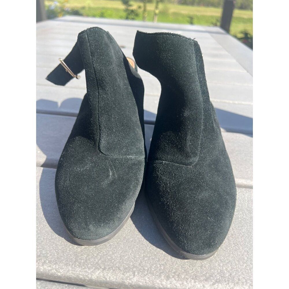 Vionic Lacey Women Black Suede Tortoise Block Pump Heel Shoe Size 9.5